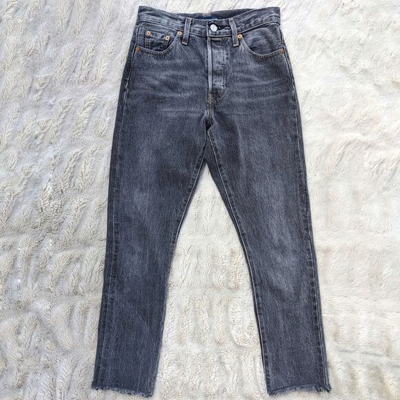Levi's "Made & Crafted" 501S "Black Fog" Raw Hem SELVEDGE Button Fly Jeans 23/30 - Picture 2 of 12